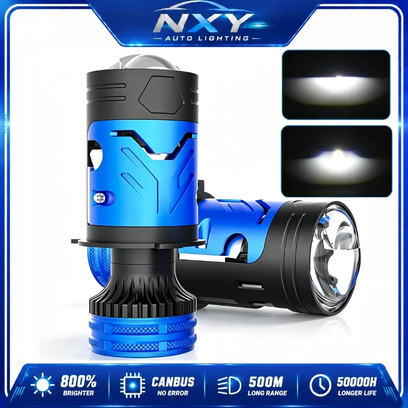 NXY T92 H4 LED Headlight Bulb Laser Projector Lens Single Beam Solenoid Valve Bi LED Hi Lo Beam Car Retrofit Super Bright Lamp