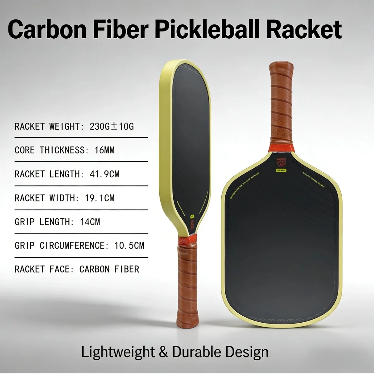 16mm-thick-core-carbon-fiber-pickleball-racket-419cm-length-professional-pickleball-paddle-with-comfort-grip-for-training-compe