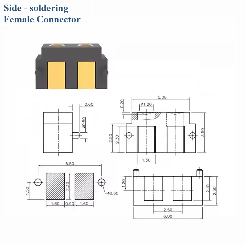 Side-Mounted POGO PIN Side-soldered Pogopin Connector Horizontal Side-mounted Spring Pin Charging Touchpoint