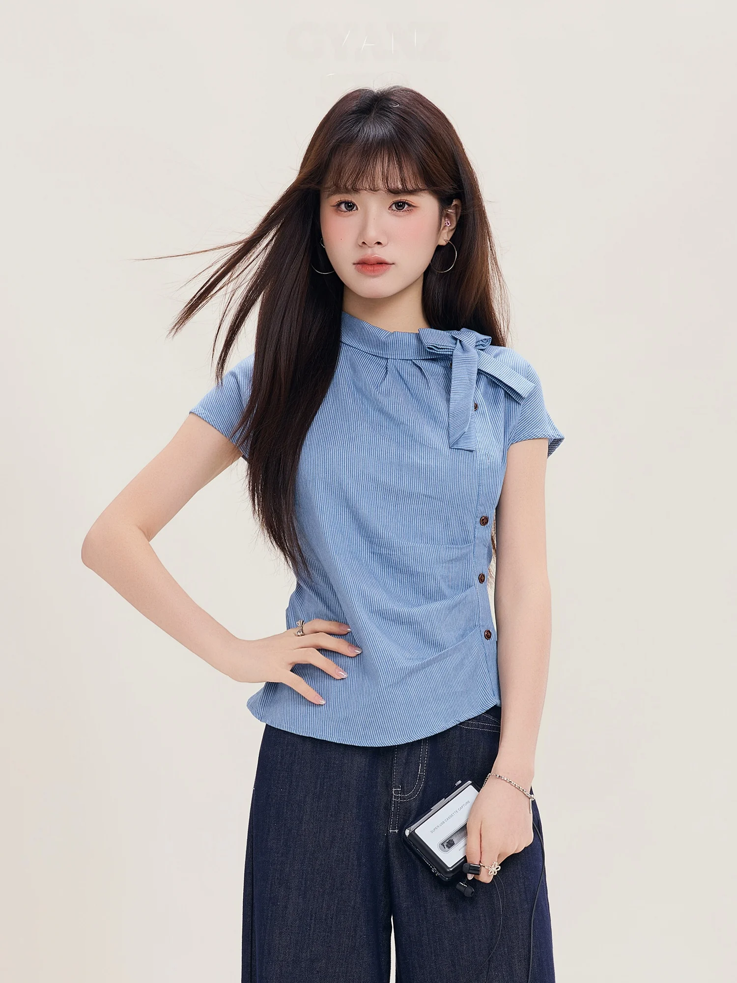 

Ele Knot ort Sve irt Women's Summer New Design Sensation Small ence Beautiful Top High Yani Commut...