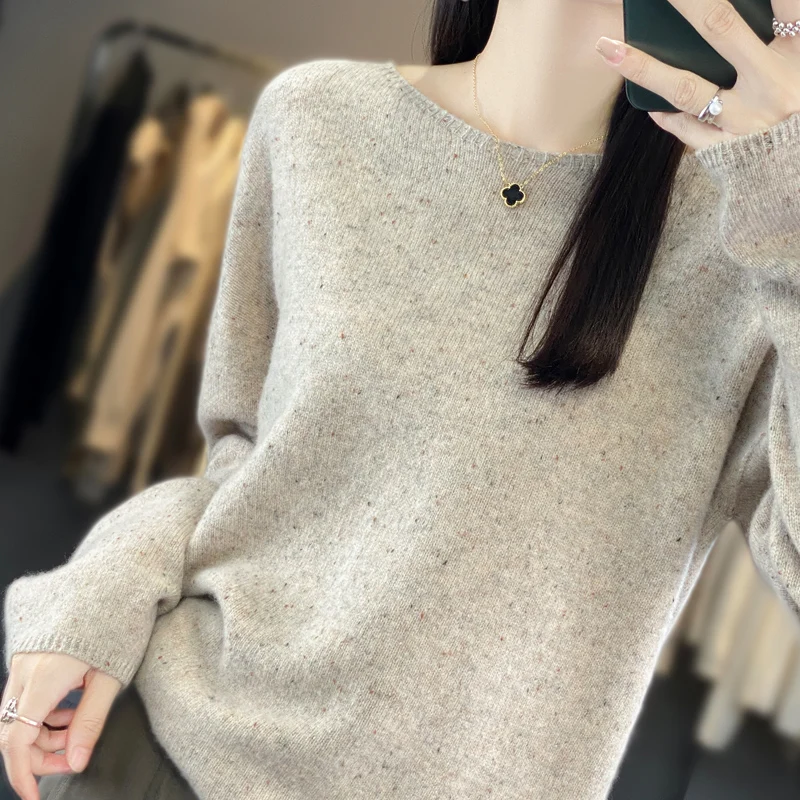 2024 Autumn/Winter New Fashion 100% Pure Australian Wool Round Neck Knitted Loose Solid Color Knitted Woolen Sweater