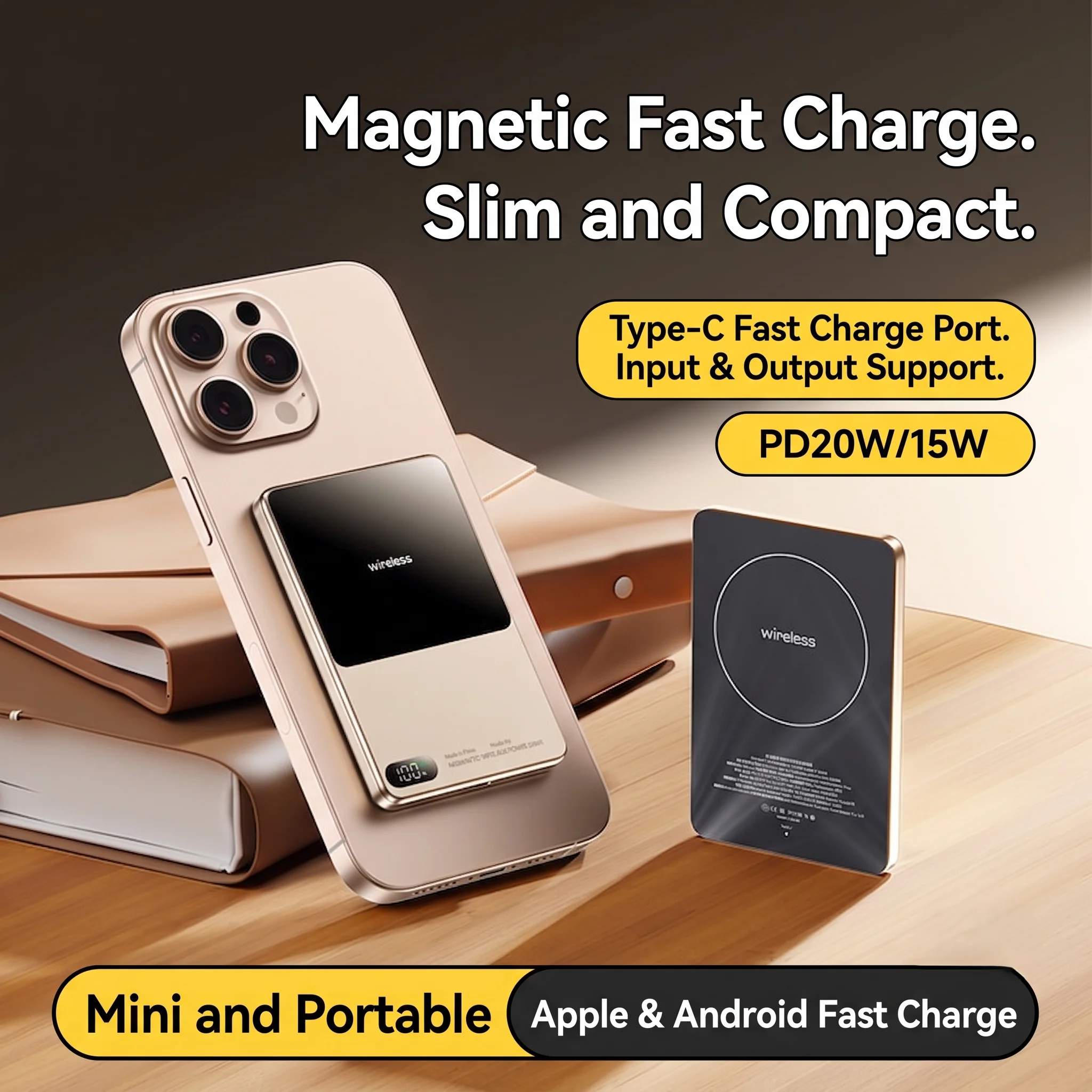 3-in-1 Magnetic Wireless Powerbank PD20W Fast Charge Portable External Battery Power Bank For iPhone 12-17 Watch Airpods Samsung