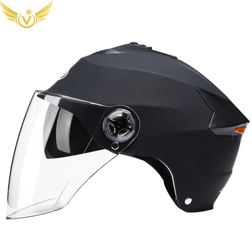 Imagen 2 del producto Casco de motocicleta con luces Led para hombre y mujer, accesorio para ciclomotor, Scooter eléctrico, con doble visera, recargable