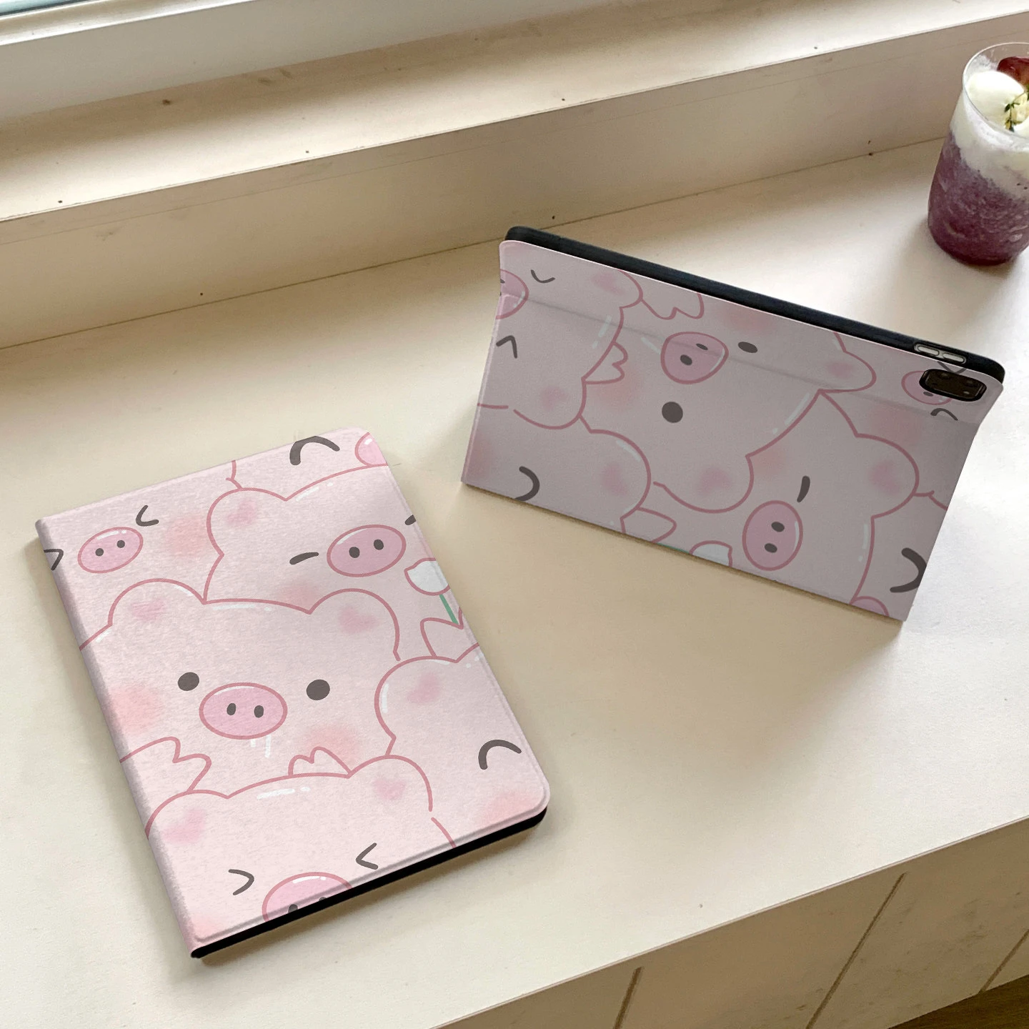 Korean Kawaii Pink Pig All Inclusive Shell For iPad Pro 13 11th M5 M4 12.9 A16 10 8 7 9th 10th Air 11 M2 M3 Mini Tablet Cover