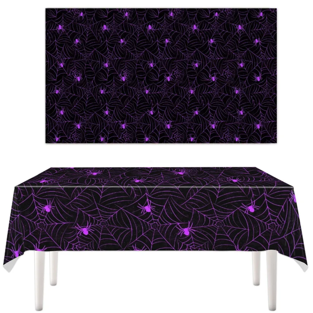 Plastic Halloween Disposable Spider Web Tablecloth Stain-resistant Waterproof Cobweb Party Tablecloth Thickened Rectangular