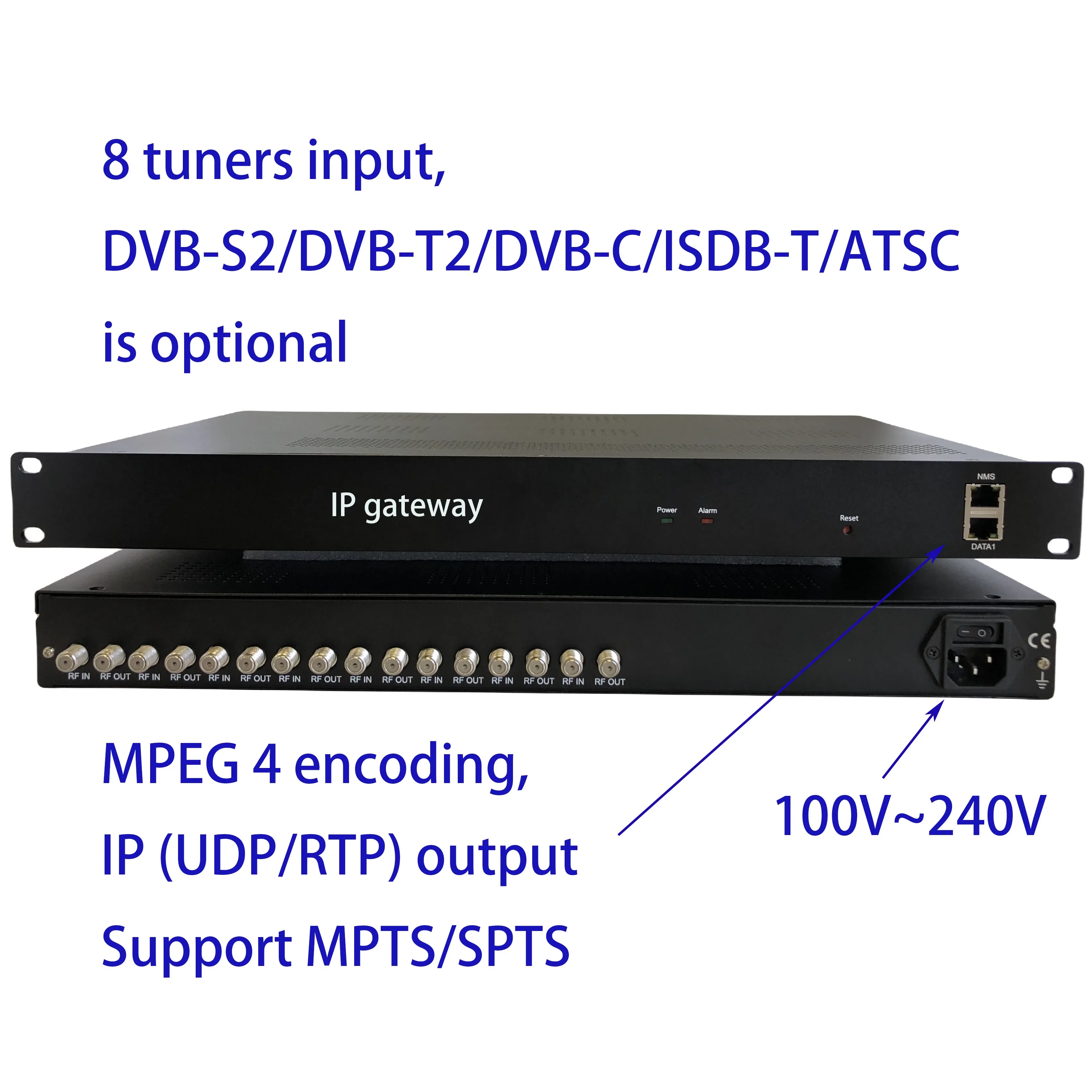 8 DVB-S2 to IP gateway,DVB-T/C to IP, ISDB-T to IP output, atsc to IP  encoder,1080P Multi-Channel encoder