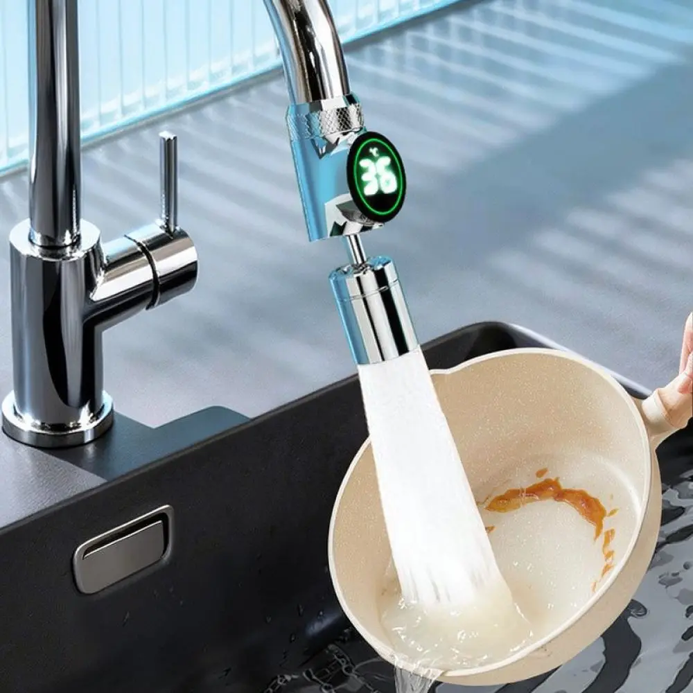 LED Temperature Sensing Faucet Attachment Kitchen Sink Aerator Universal Flexible Swivel Nozzle Water Bubbler