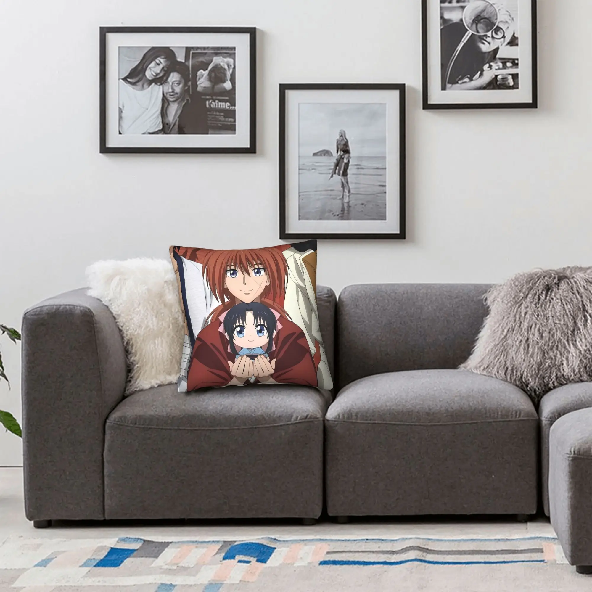 Anime Rurouni Kenshin Federe Moda Federa per divano Decorazioni per la casa Federa per cuscino personalizzata