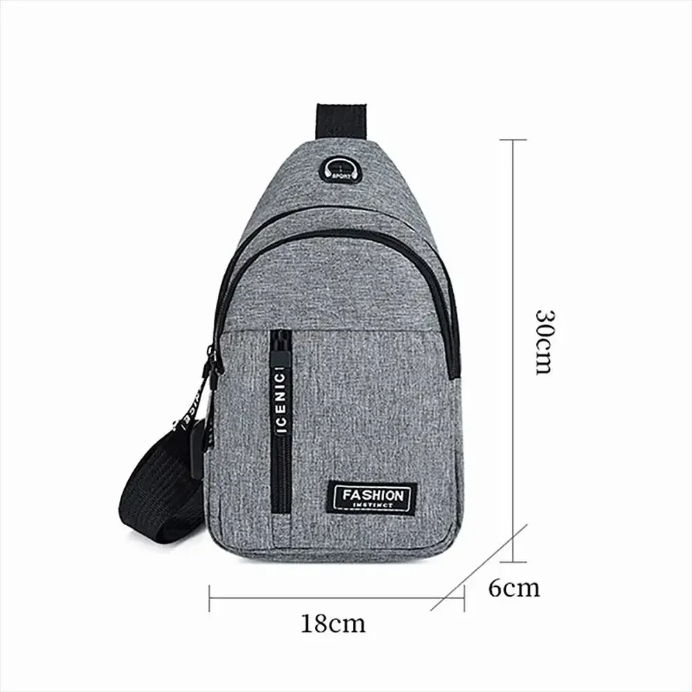 Bolsa mensageiro de ombro impermeável com furo de fone de ouvido, bolsa multifuncional para cintura de lona, bolsa casual de viagem