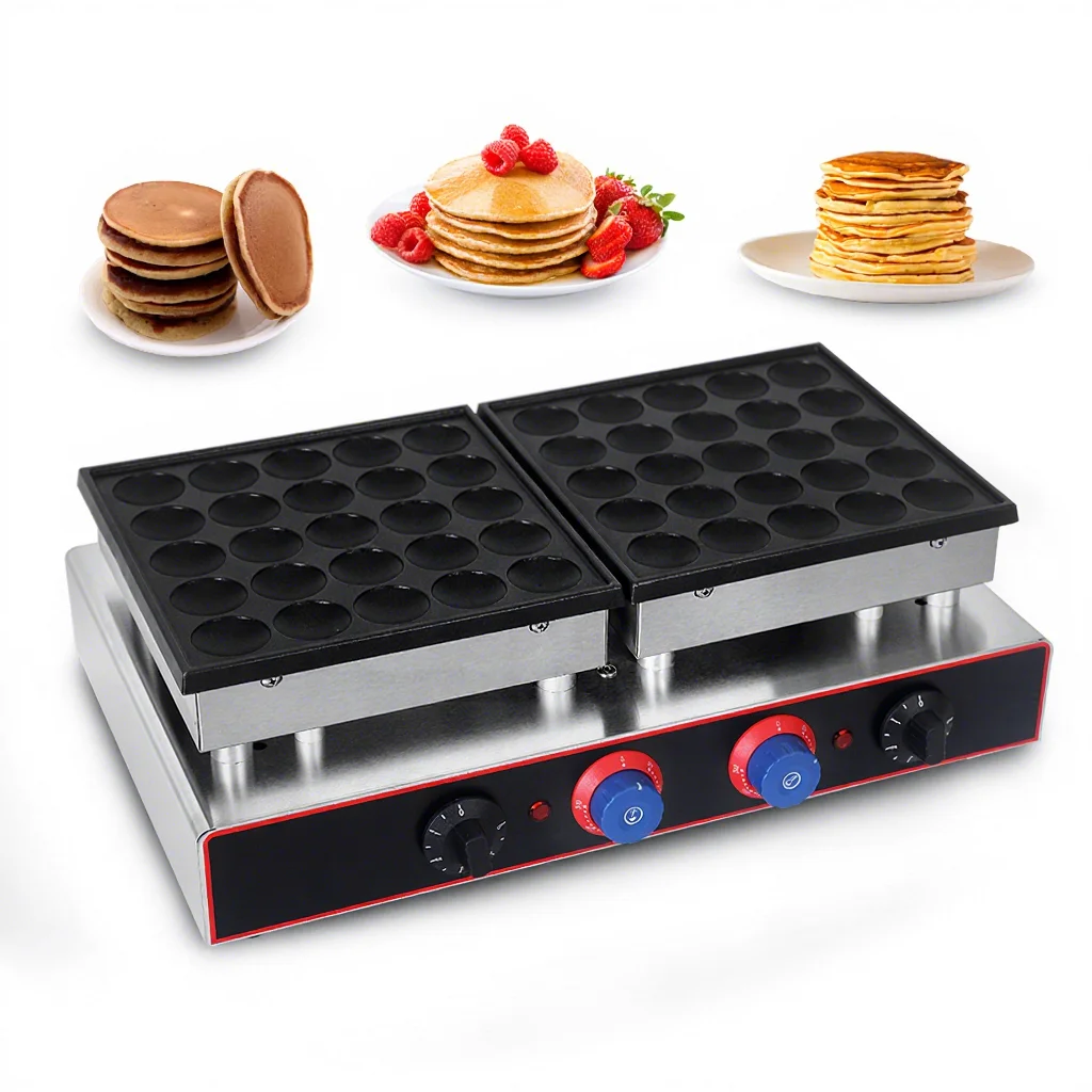 

2026, New modelIn Stock 110V/60Hz Poffertjes Cooker Electric Poffertjes hine 50 Pieces Mini Pancakes Waffle hine