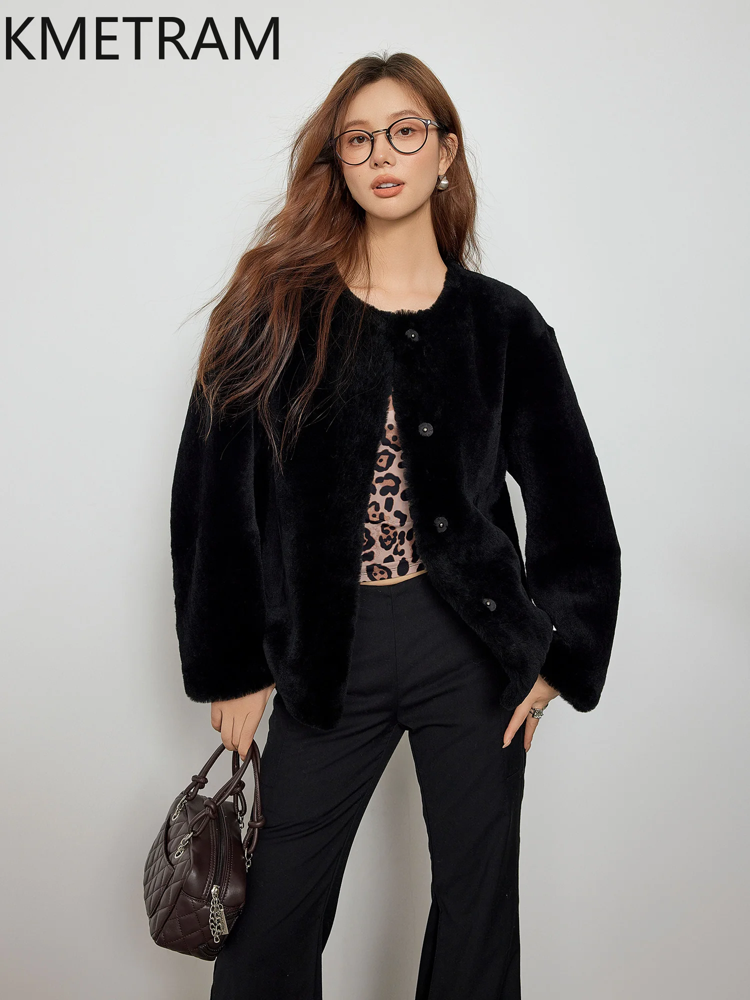 Natürliche Merinowolle Schaffell Doppelseitige Pelzjacke Frau Lose Kurze Echtpelzmantel 2025, Winterkleidung Pelzige Jacken Fourrure