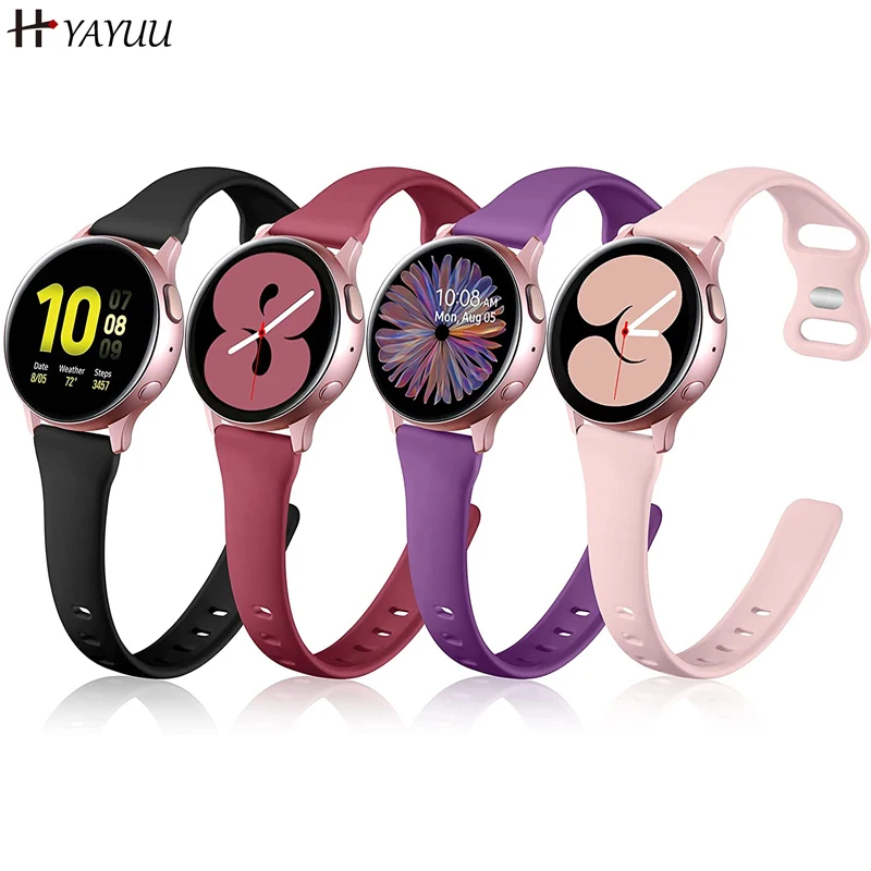 20mm Slim Silicone Narrow Band for Samsung Galaxy Watch 6/5/4 40mm 44mm/Watch 5 Pro 45mm/Watch 6/4 Classic 43mm 47mm