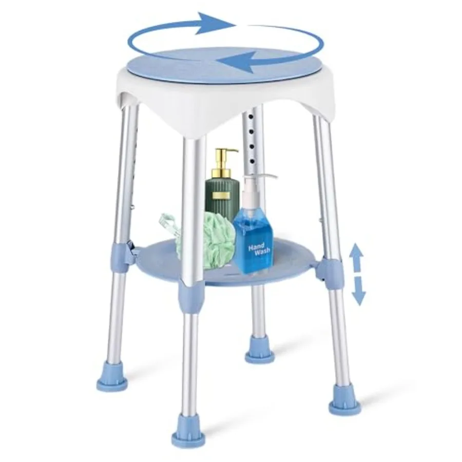 

Стул для душа с подставкой для хранения, регулируемый по высоте, вращающийся на 360 градусов, для пожилых людей и взрослых ° Поворотная складная скамья для перемещения пациентов в ванной