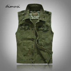 DIMUSI Spring Autumn Men's Jeans Vests Casual Hip Hop Punk Sleeveless Jackets Fashio Retor Hole Ripped Waistcoats Clothing
