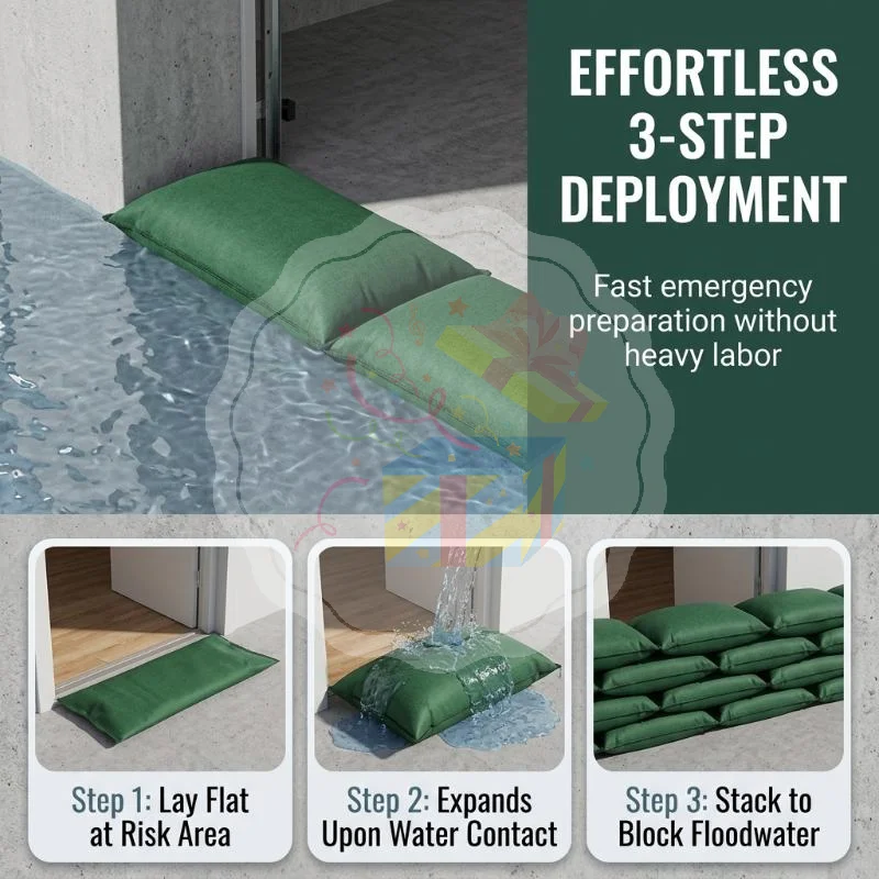 Quick Water Absorption Self Expanding Flood Bag Leak Proof Tear Resistant for Home Yard Window Door Rain Season Flood Preventio