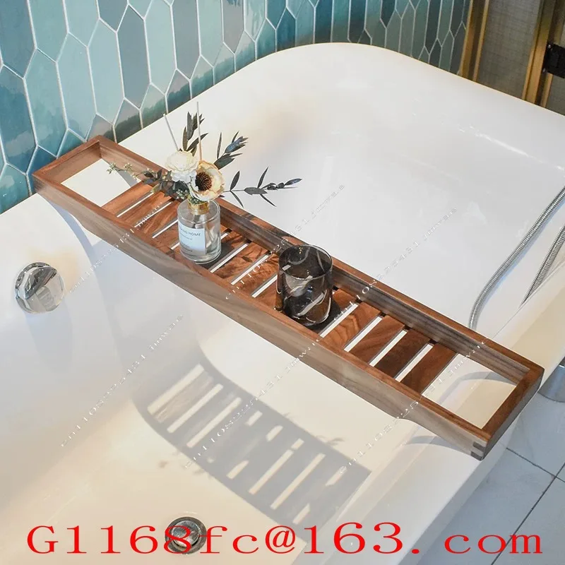 Solid Wood Bathtub Rack Bathroom Storage Rack Toilet Decorative Wooden Tray Rack