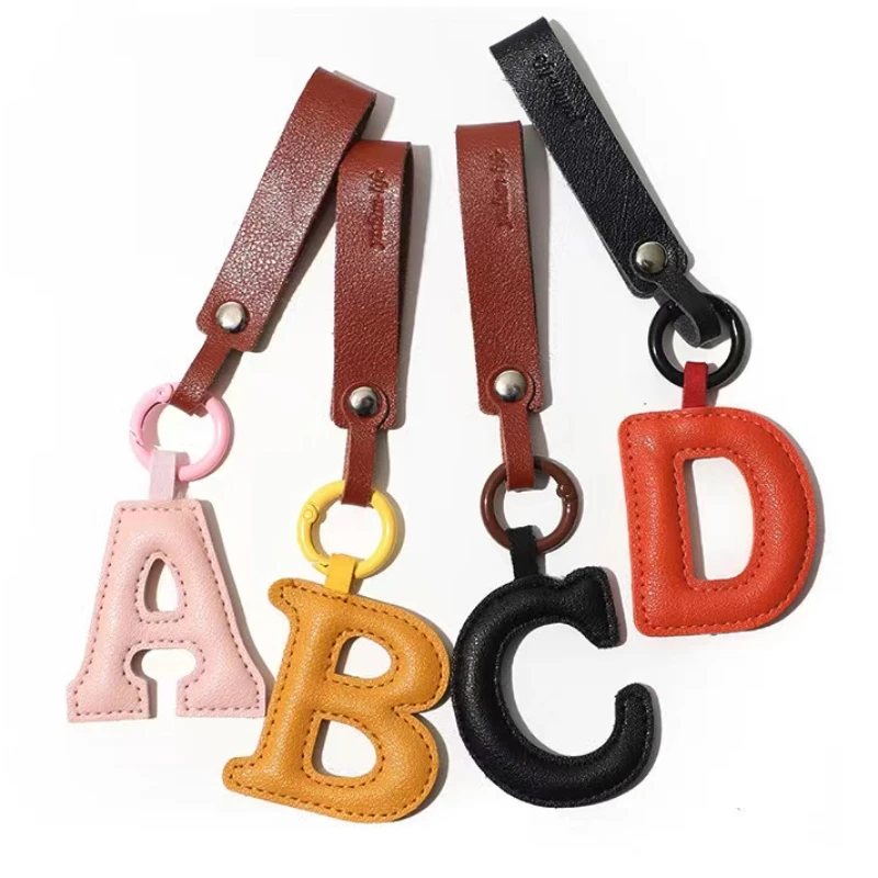 Hot Selling A To Z Letters Leather Keychain Bag Phone Key Chain Holder Characters Keyring Alphabet Car Luggage Pendant Gift