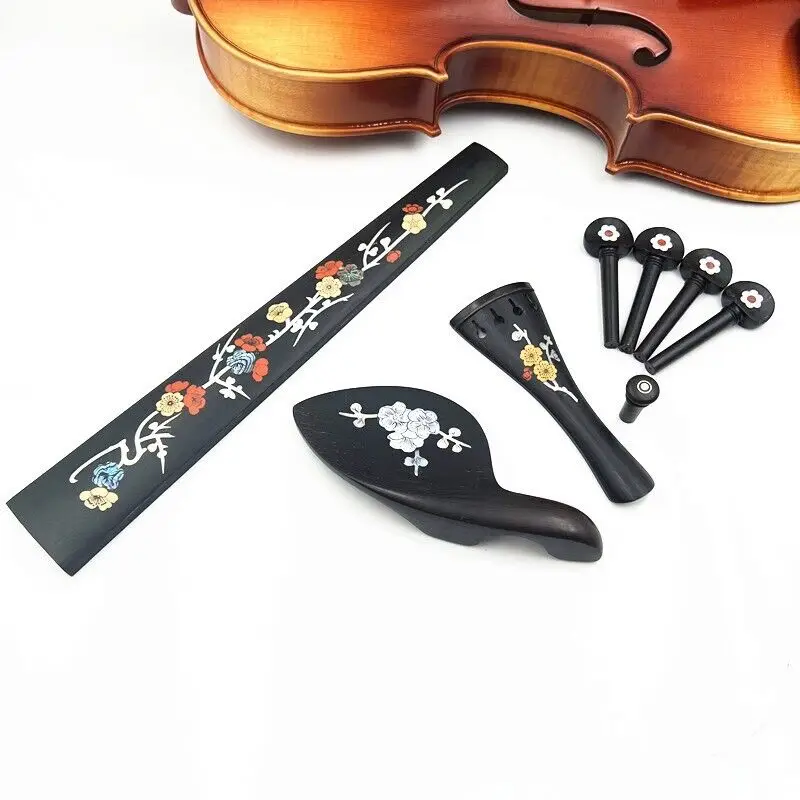 4/4 ebony violin tailpiece Violin peg End pin chin rest Fingerboard Pearl Inlay