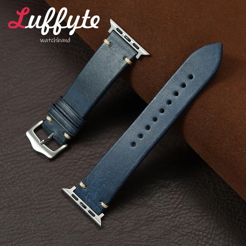 تأثير خاص الكراك جلد البقر حزام ساعة اليد لساعة أبل 38/40/41/42/44/45/46/49 مللي متر ل Iwatch 1-10 SE Ultra 2 الساعات