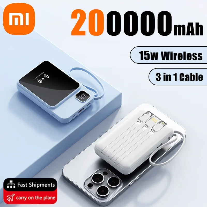 Xiaomi-磁気ワイヤレス携帯電話充電器,ミニ急速充電パワーバンク,200000mAh, 22.5W,iPhone, Samsung, Huawei用