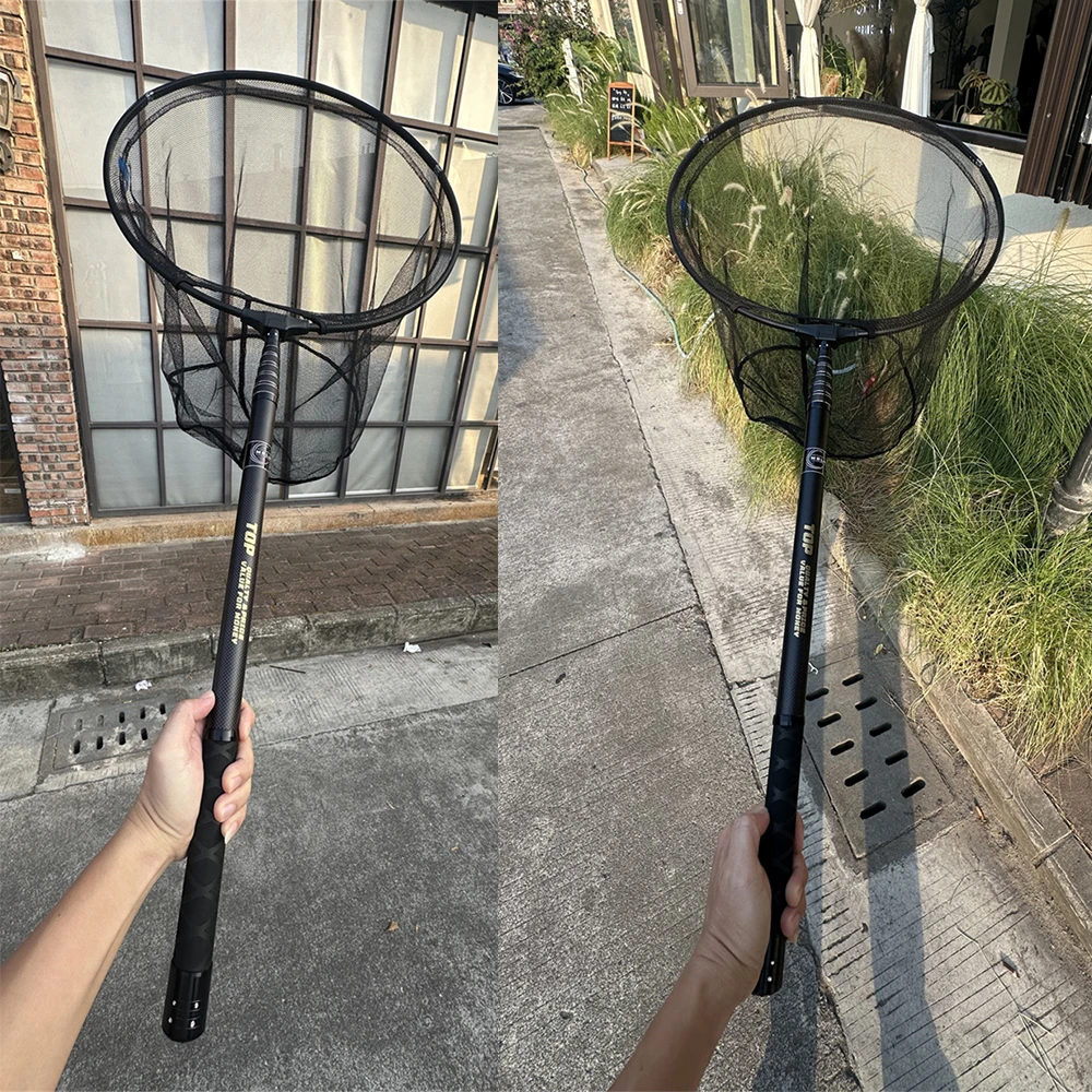 Marke MBLN, 328 cm/129 Zoll Gesamtlänge, ultraleicht insgesamt 414 g, tragbarer Kescher, Netzgriff aus Carbon, Netzkopf aus Aluminiumlegierung – Detail 8