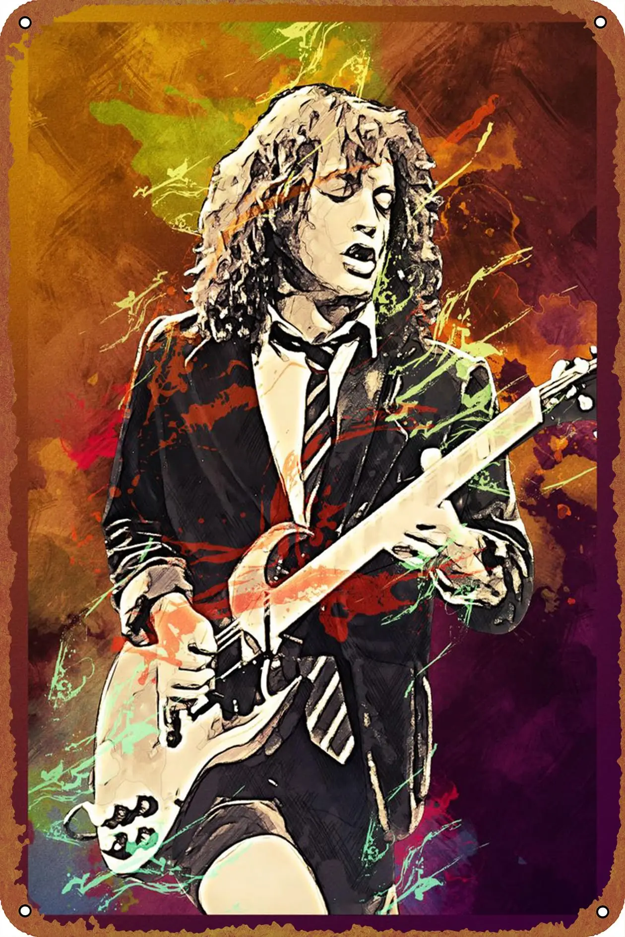 Artist1 Angus Young Metal Tin Sign Poster Vintage Art Wall Decor 12 x 8 inch