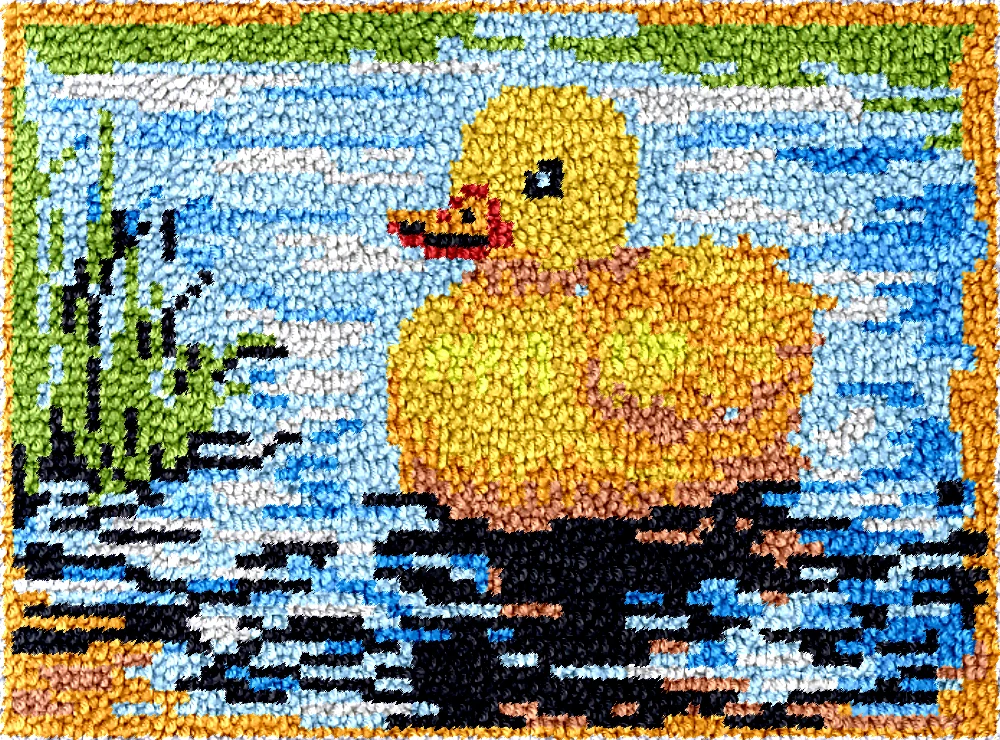 Ducking in lack DT2566  Embroidery Canvas Latch Hook Kits, Unfinished Acrylic Yarn, Embroidery Cushion, Cross Stitch Carpet