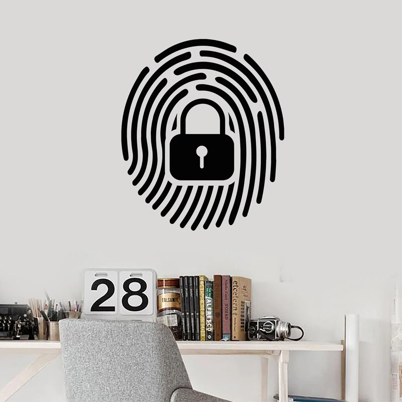 Creative Fingerprint Unlock Wall Stickers Private Secret Lock Vinyl Wall Decal Confidential Thumbprint Sticker Door Decoration