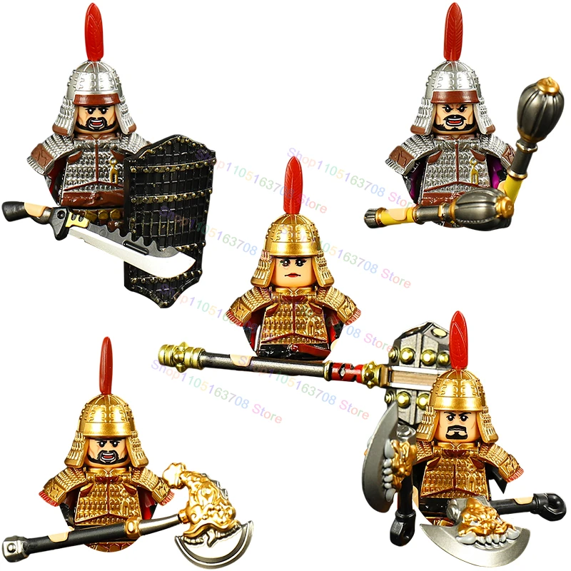 MOC KP902 KP903 Chinese Tang army Soldiers Double Hammer Sword Accessories Mini Action Figures Building Blocks Toys Gifts