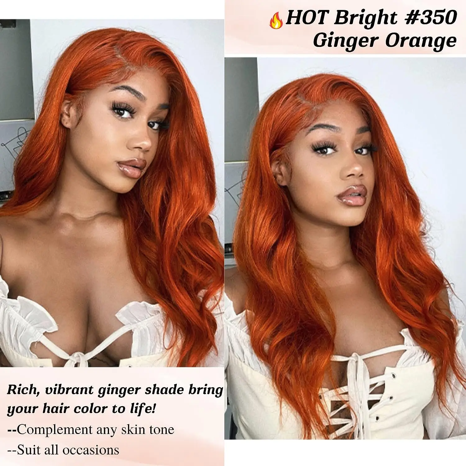 Orange Ginger Bundles Brazilian Human Hair Body Wave Bundles Weave Unprocessed Virgin Soft Hair Extensions Copper Orange Color