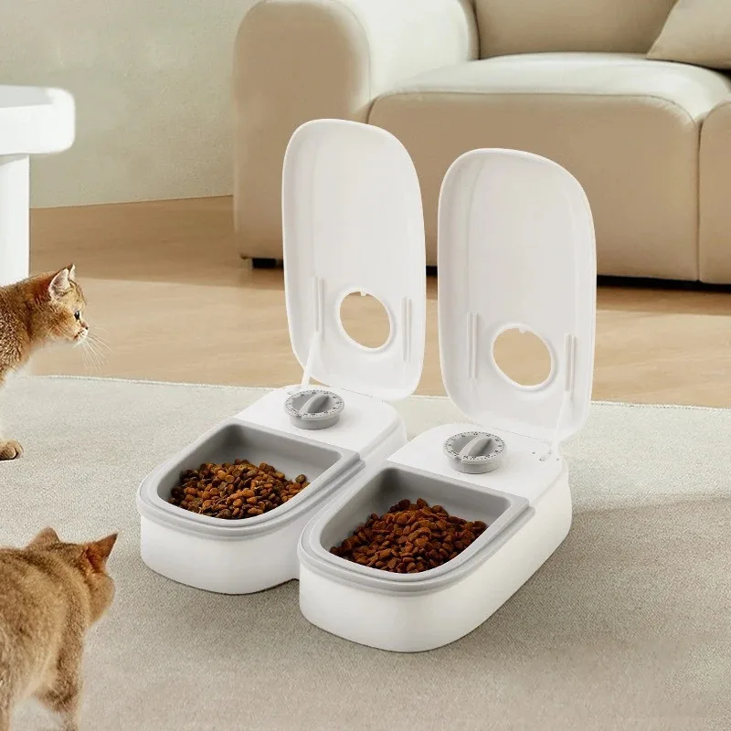 Automatic Pet Feeder 2 Meals Smart Cat Food Dispenser For Wet & Dry Food Kibble Dispenser Accessories Auto Feeder