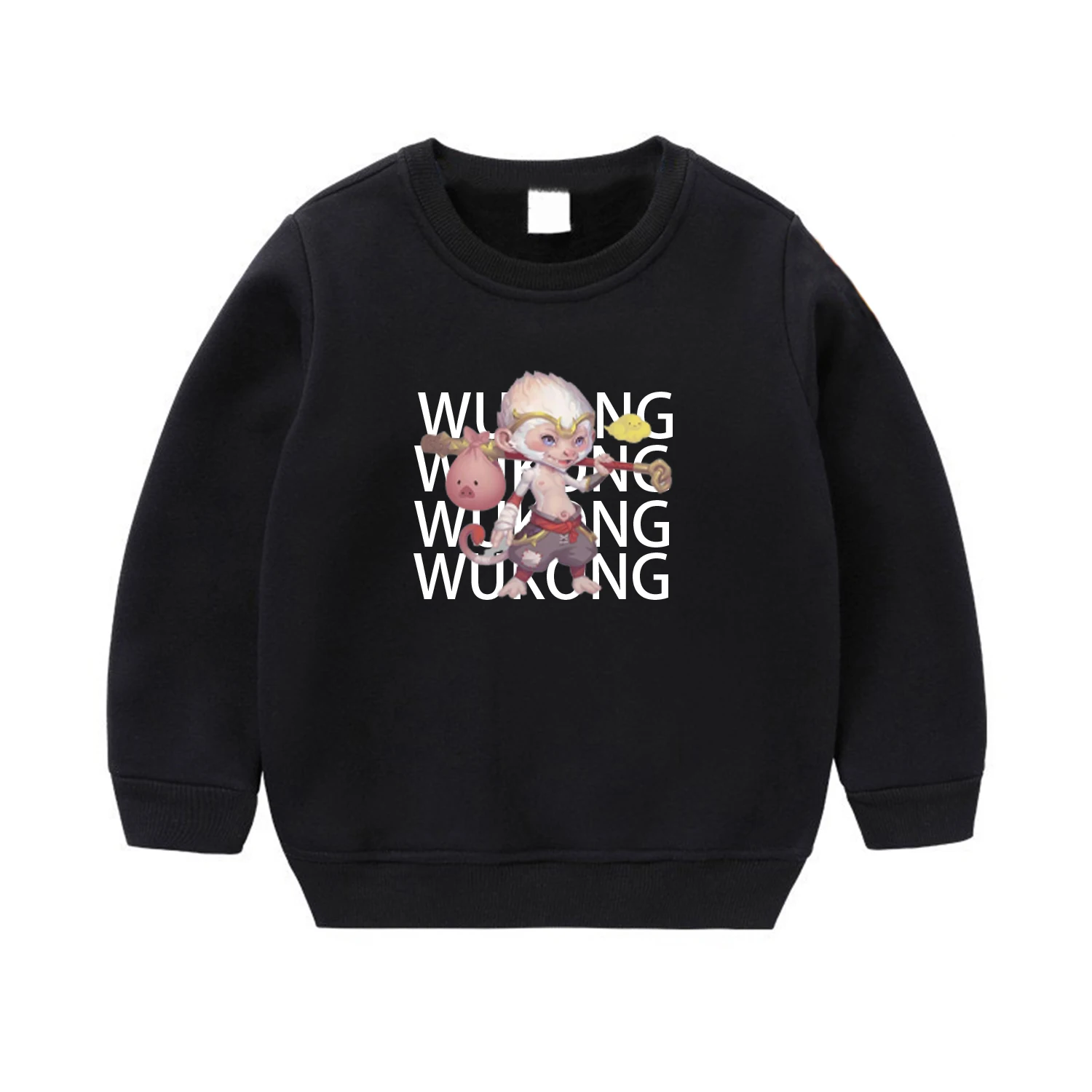 Bajie Monky Winter Thick Kid Long Sleeve Sweatshirt O-Neck Monky Girl Print Hoodie Boy Streetwear Children Sweatsuits Sweater