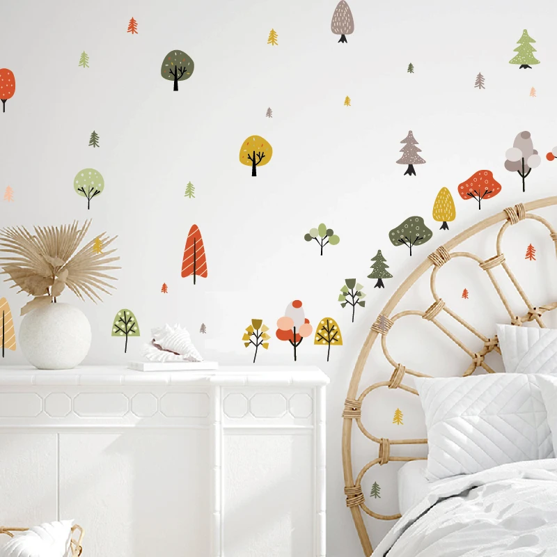 Creative nordic style woodland forest stickers kids room living room decoration self adhesive wall art decal nursery