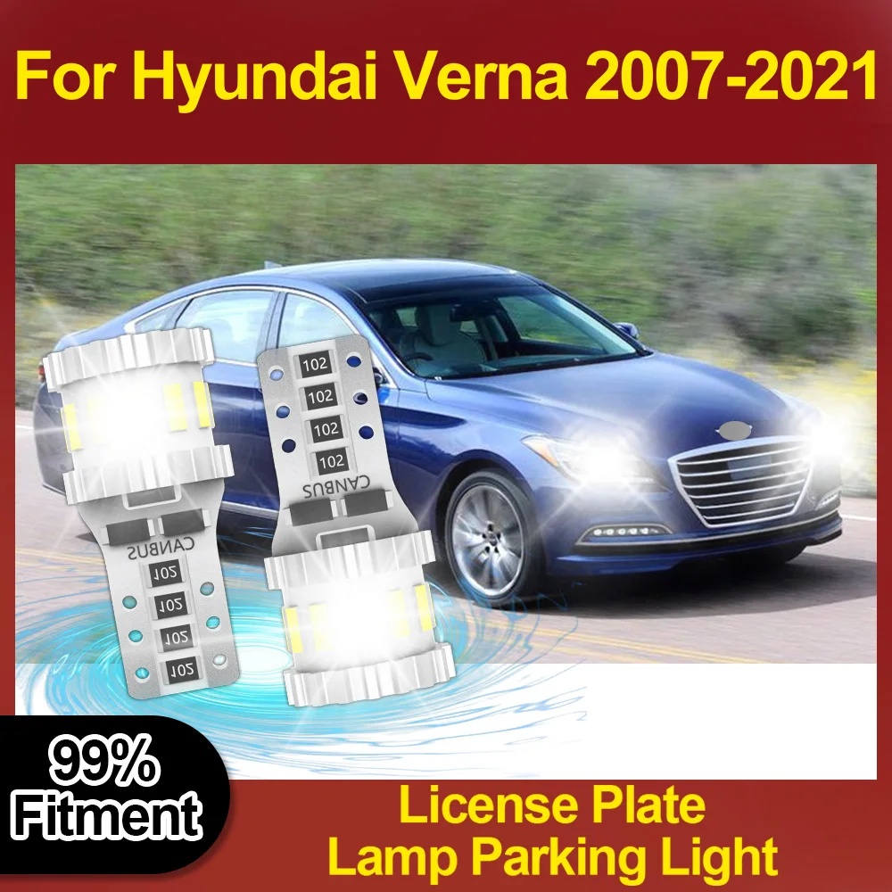 

W5W T10 License Plate Lamp 12V Wireless Parking Light 6W Car Accessories 3400LM Plug And Play 6000K For Hyundai Verna 2007-2021