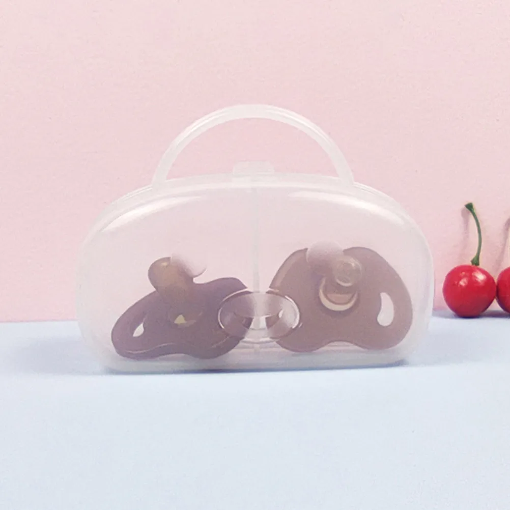 

4Pcs Newborn Pacifier Holder Case Transparent Safe Container for Sterilizing Cleaning Storing Two Pacifiers Ideal for Home and