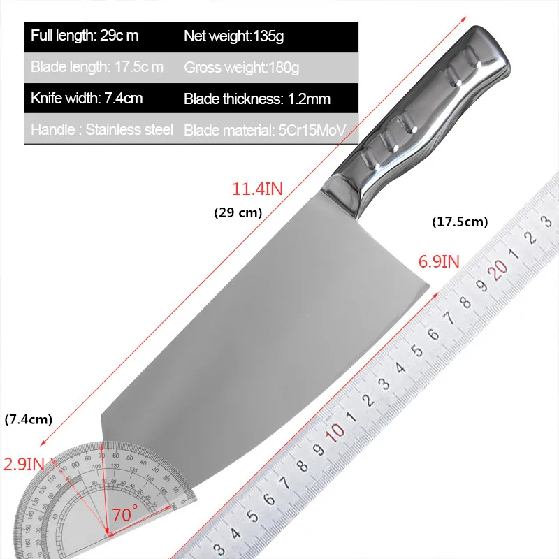 Cleaver Kitchen Knives Steel Handle Stainless Steel Utility Knife Slicing Fish Vegetables Butcher Knife Chef Cleaver Meat Knife