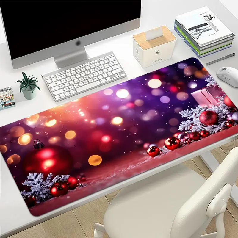 VIKAMA Purple Pink Bokeh Christmas Ornament Desk Mat Mouse Pad Quick Dry Non Slip Office Instrument Station Mat Home Decor