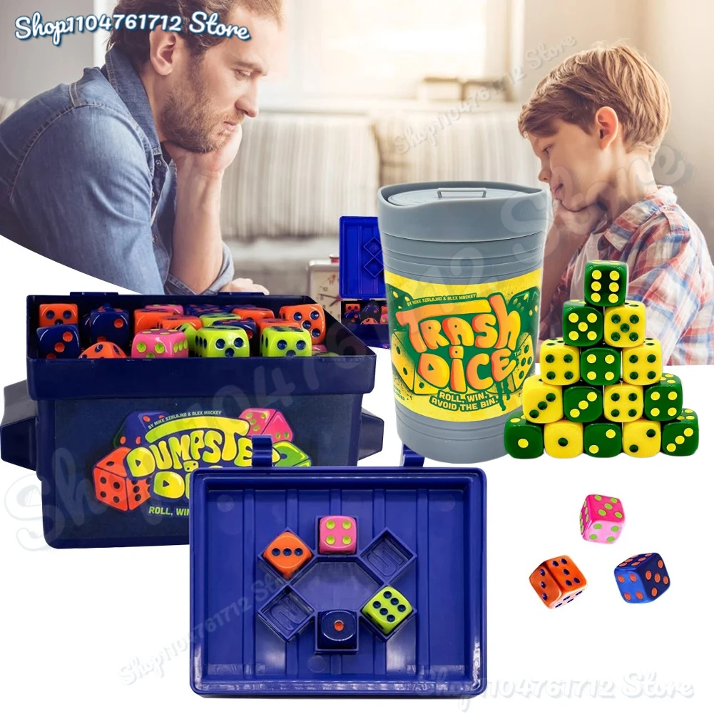 

Dumpster Dice 80Pcs Dice Set Fast-Paced Family Game Fun 2/4-Player Board and Dice Game for Travel Parties and Game Night