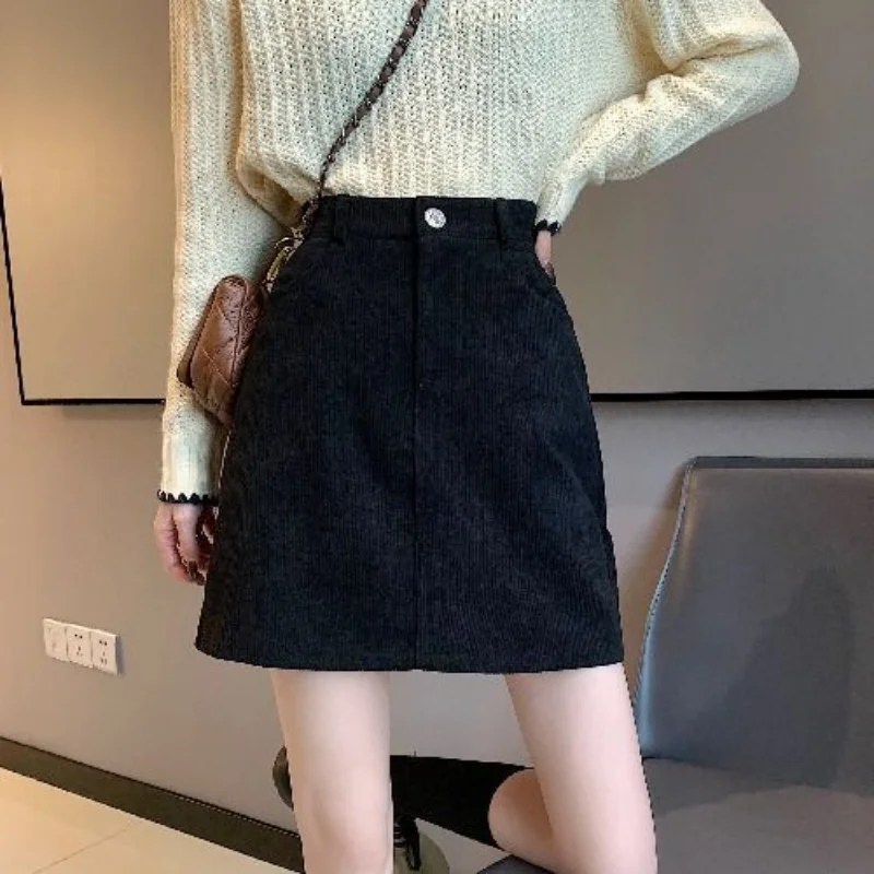 Skirts Women A-line Retro Korean Style Slim Basic All-match Student Autumn Ins Cozy Trendy Feminine Aesthetic Popular Faldas New