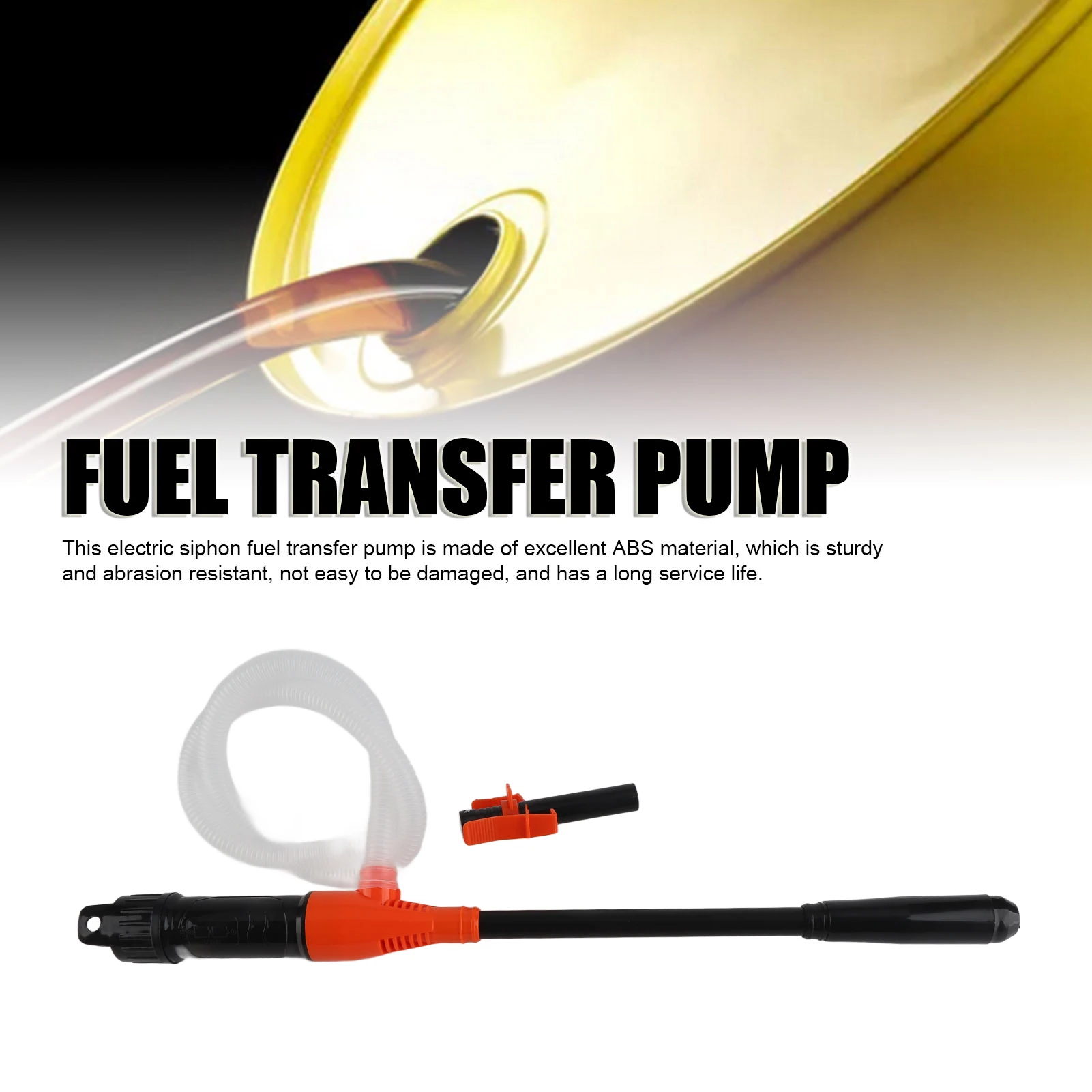 

12V Electric Siphon Pump 10GPM Gas Oil Fuel Transfer with 5ft Hose & Nozzle CE Certified for Truck Boat Storage Tank