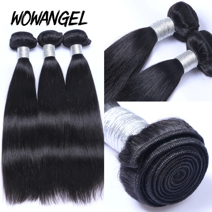 Wow Angel-extensiones de cabello humano peruano Remy, mechones de cabello virgen, 28 y 30 pulgadas, 1/3/4 unidades, 10A