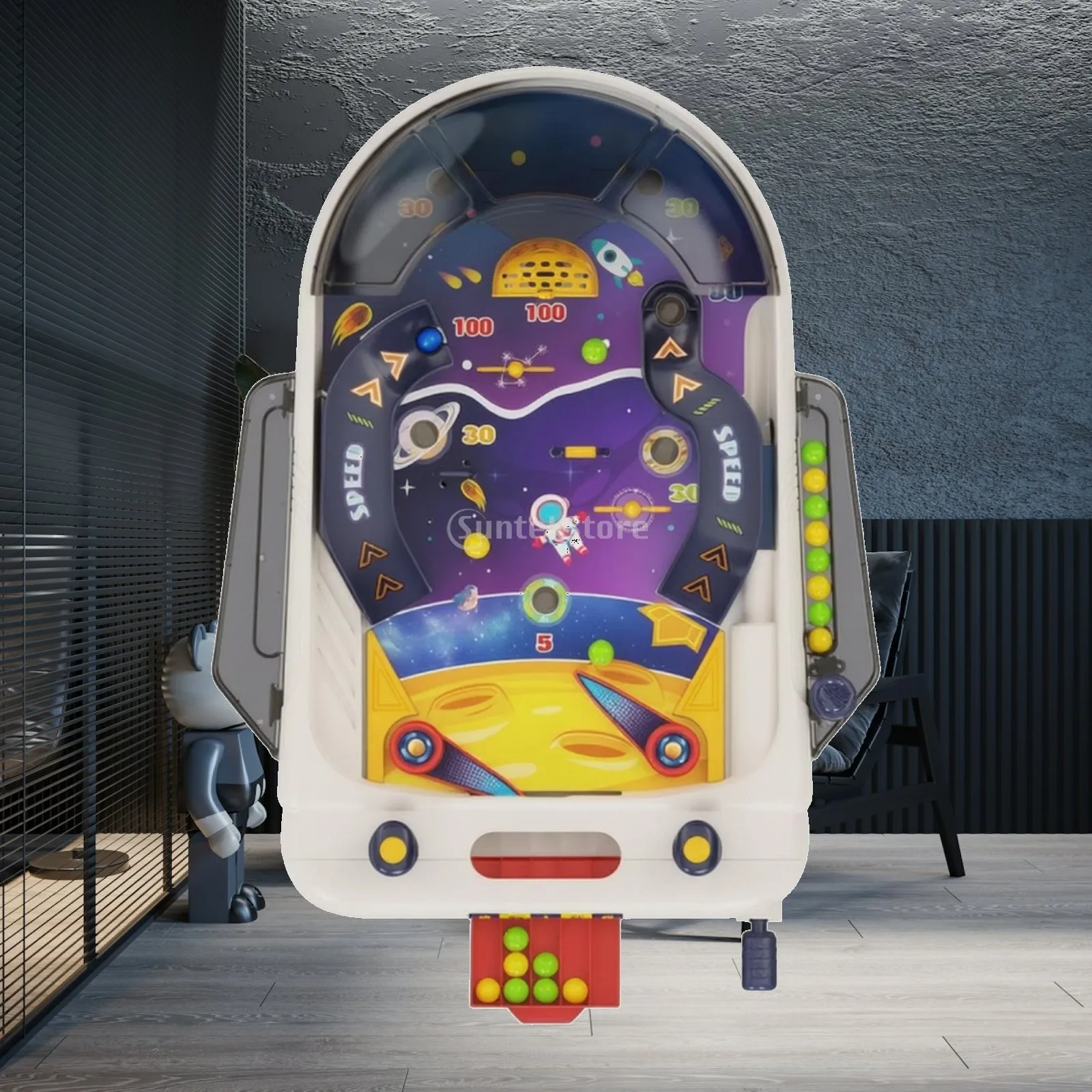 Tabletop Pinball Machine Compact Pinball Game Toy Interactive Lightweight for Children, Playroom, Classroom