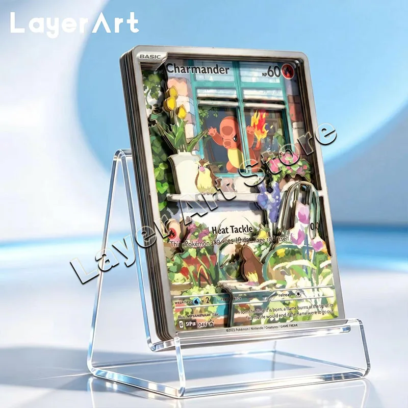 carta-3d-pokemon-stratificata-charmander-svp-045-replica-stereo-carta-da-collezione-giocattoli-fai-da-te-artigianali