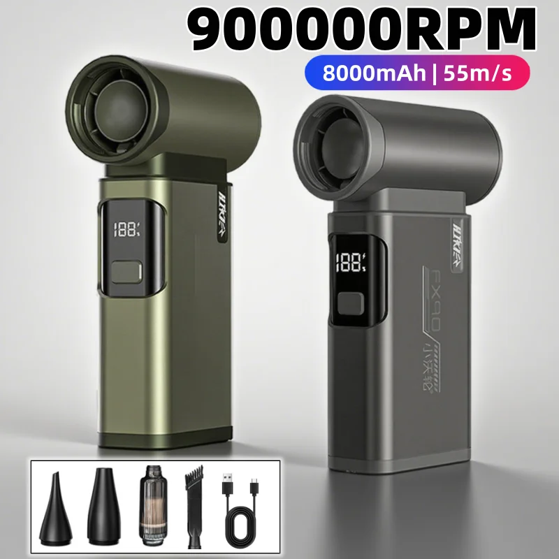 

Violent Fan 900000RPM Powerful Air Blower Vacuum Dust Cleaner Type-C Charging Strong Winds 55m/s Brushless Turbo Jet Blower Tool