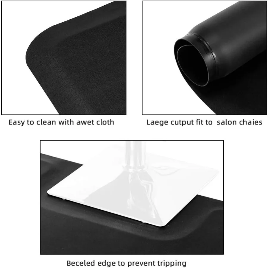 3 ft. x 4 ft. Salon Mat for Barber Shops and Salons Black AntiFatigue Floor Mat with Square CutOut 1 2 in. Thick Designed for S