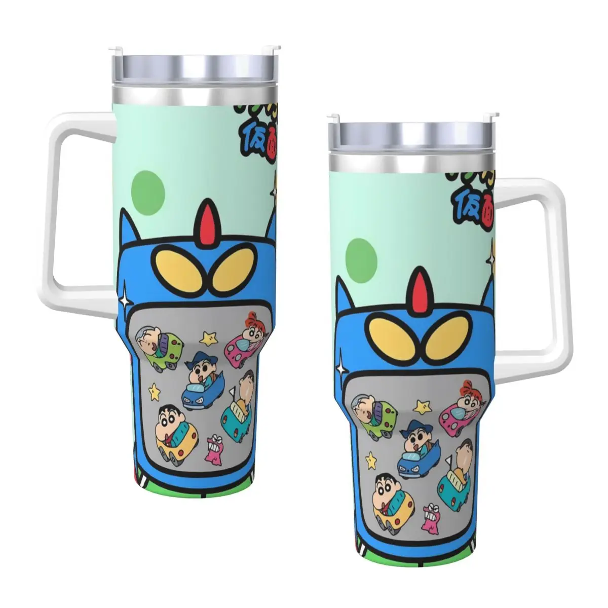 

Crayon-ShinS ChanS Stainless Steel Tumbler Travel Coffee Mug With Straws and Lid Large Capacity Car Mugs Hot Drinks Water Bottle