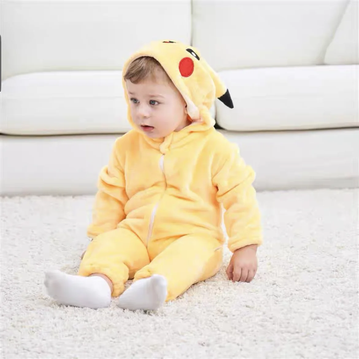 Snorlax Pokemon Pikachu Baby Jumpsuit Cute Pajamas Clothing Newborn Baby Jumpsuit Babies Cute Cosplay Hooded Children\'S Wear