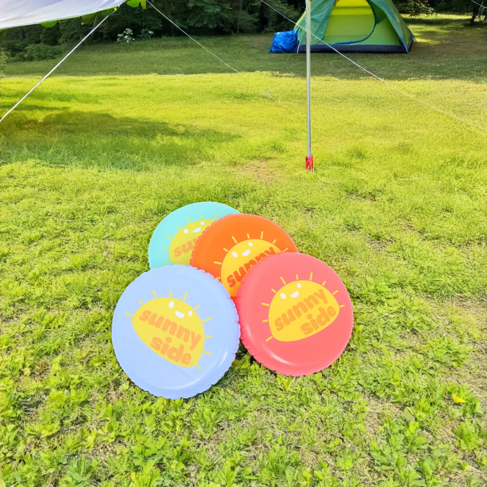 4 قطع من أقراص الطيران القابلة للنفخ، ملونة وناعمة وآمنة لجميع الأعمار، مثالية لحفلات الألعاب الخارجية والتجمعات العائلية #6