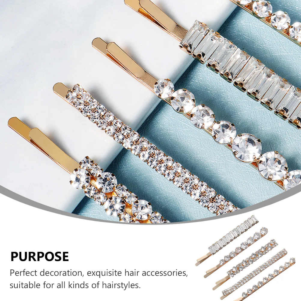 Pinces à cheveux en strass pour femmes, 5 pièces, accessoires pour cheveux, épingle à cheveux en cristal, Barrette, fête de mariage, bal, accessoires de coiffure