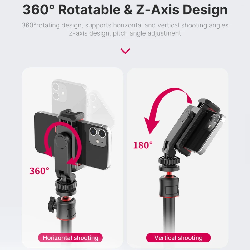 Multi-functional Phone Holder Clamp Phone Tripod Mount 360° Rotatable for Smartphone Vlog Selfie Live Streaming Video Recording